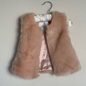 Edgehill Collection Pink Faux Fur Vest 9 month